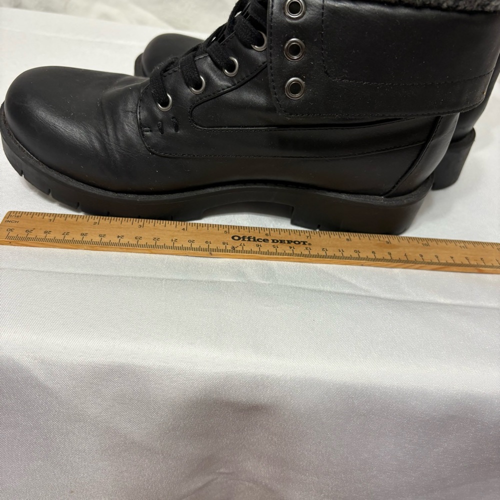 MIA Nicolas black combat boots with a knit cuff. - Picture 5 of 10
